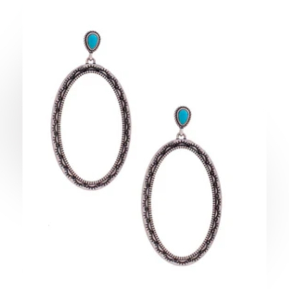 Silver and Turquoise Earrings - Picture 2 of 3